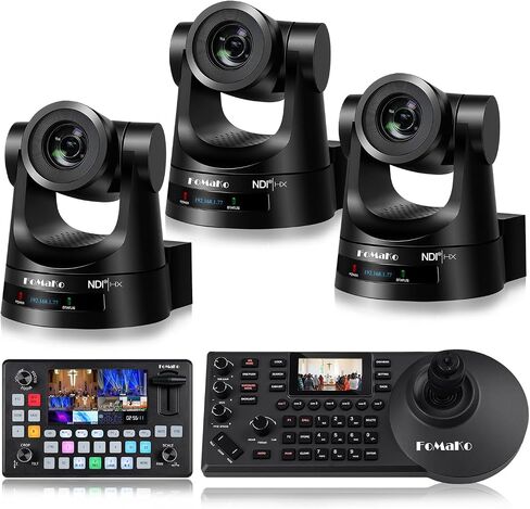 Fomako NDI Camera 20x Zoom Optical Ndi PTZ Camera HDMI (3pcs) + KC601 Pro Video Mixer Switcher + KC608 Pro PTZ Controller (BN202 + KC601 + KN20A) in Saudi Arabia