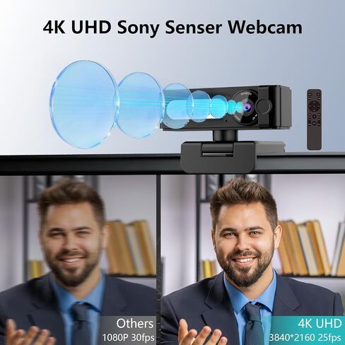 4K Webcam with Dual AI Noise-Cancelling Mics Autofocus, Auto Light Correction,120° FOV,Privacy Cover,Plug and Play Computer Camera for Microsoft Teams/Zoom/Google Voice/Skype/Facetime/YouTube,Black in Saudi Arabia