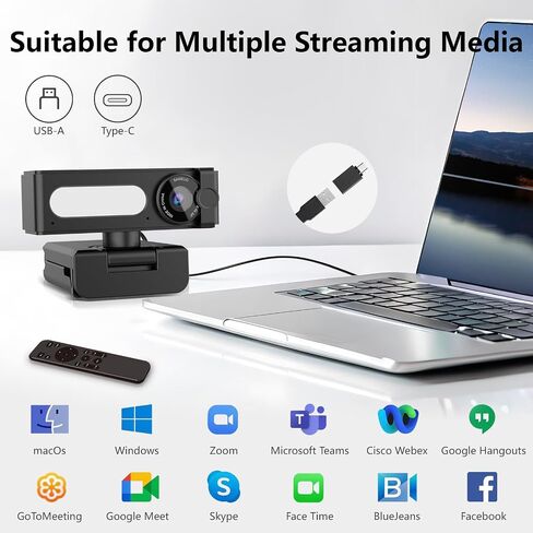 4K Webcam with Dual AI Noise-Cancelling Mics Autofocus, Auto Light Correction,120° FOV,Privacy Cover,Plug and Play Computer Camera for Microsoft Teams/Zoom/Google Voice/Skype/Facetime/YouTube,Black in Saudi Arabia