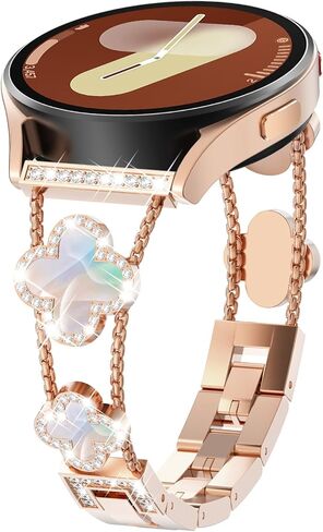 WINGLE for Galaxy Watch 9/8/ 8 Classic Band 40/44/46mm Galaxy Watch 7 6 5 4 FE Band 40mm 44mm Samsung Watch 5 Pro Bands 45mm, Women Four Leaf Clover Bling Bands for Watch 6/4 Classic 43mm 47mm 42mm 46mm in Saudi Arabia