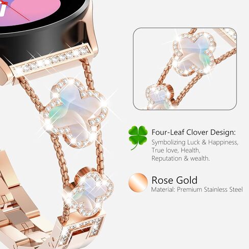WINGLE for Galaxy Watch 9/8/ 8 Classic Band 40/44/46mm Galaxy Watch 7 6 5 4 FE Band 40mm 44mm Samsung Watch 5 Pro Bands 45mm, Women Four Leaf Clover Bling Bands for Watch 6/4 Classic 43mm 47mm 42mm 46mm in Saudi Arabia