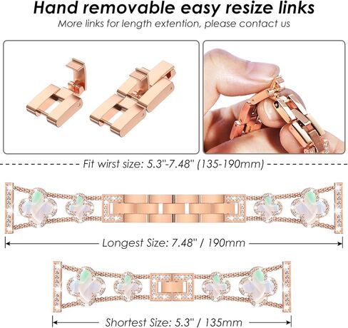 WINGLE for Galaxy Watch 9/8/ 8 Classic Band 40/44/46mm Galaxy Watch 7 6 5 4 FE Band 40mm 44mm Samsung Watch 5 Pro Bands 45mm, Women Four Leaf Clover Bling Bands for Watch 6/4 Classic 43mm 47mm 42mm 46mm in Saudi Arabia