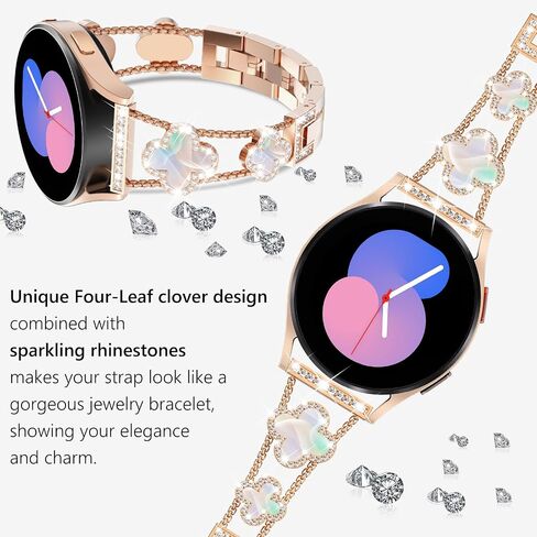 WINGLE for Galaxy Watch 9/8/ 8 Classic Band 40/44/46mm Galaxy Watch 7 6 5 4 FE Band 40mm 44mm Samsung Watch 5 Pro Bands 45mm, Women Four Leaf Clover Bling Bands for Watch 6/4 Classic 43mm 47mm 42mm 46mm in Saudi Arabia