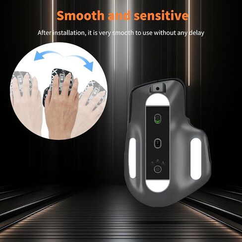 شريط قبضة الماوس لـ Logitech MX Master 3S ، حواف منحنية مدورة الزلاجات ، طقم ترقية الفئران المهنية المقاومة للعرق (لوحة القدم + شريط قبضة الماوس الأسود) in Saudi Arabia