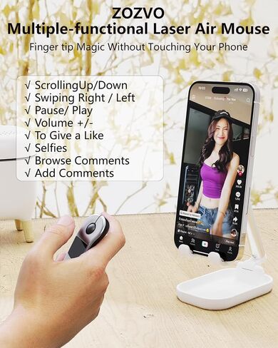 Air Mouse Bluetooth Rechargeable Presenter with Touchpad, Remote Control for PowerPoint/Keynote/TikTok/Camera/Kindle App, Applicable for PC/iOS/Android (Black) in Kuwait