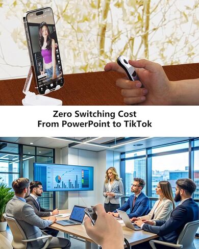 Air Mouse Bluetooth Rechargeable Presenter with Touchpad, Remote Control for PowerPoint/Keynote/TikTok/Camera/Kindle App, Applicable for PC/iOS/Android (Black) in Kuwait