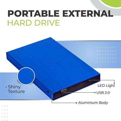 محرك الأقراص الصلبة الخارجي المحمولة 500 جيجابايت - Ultra Slim USB 2.0 2.5 بوصة HDD للكمبيوتر المحمول ، الكمبيوتر ، MAC ، Chromebook - محرك النسخ الاحتياطي الخارجي للتخزين - محرك أقراص مضغوط محمول - أزرق in Kuwait