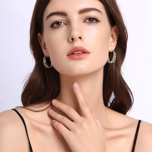 Qlady Crystal Hoop Earrings For Women Bright Silver Plated Oval Inside Out Earring,Sparkly Earring Jewelry in Kuwait