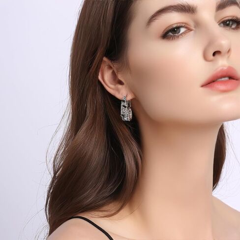 Qlady Crystal Hoop Earrings For Women Bright Silver Plated Oval Inside Out Earring,Sparkly Earring Jewelry in Kuwait