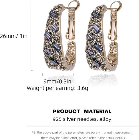 Qlady Crystal Hoop Earrings For Women Bright Silver Plated Oval Inside Out Earring,Sparkly Earring Jewelry in Kuwait