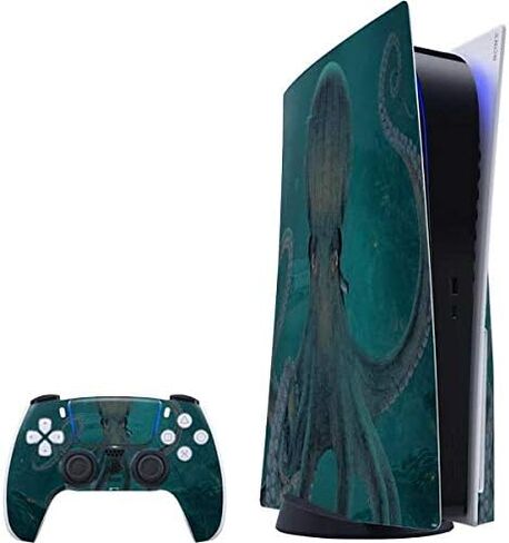 Skinit Decal Gaming Skin Compatible with PS5 Bundle - Officially Licensed Giant Octopus by Vincent HIE Design in Saudi Arabia