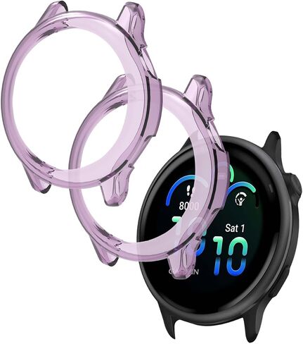 2 حزمة لـ Garmin Vivoactive 6 Case Smart Watch ، غطاء واقي شديد على الكمبيوتر الشخصي ، غطاء حالة Bovugac لـ Garmin Vivoactive 6 Accessories-Clear Purple in Kuwait
