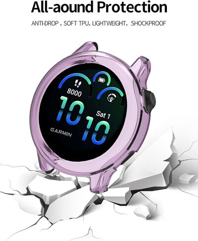 2 حزمة لـ Garmin Vivoactive 6 Case Smart Watch ، غطاء واقي شديد على الكمبيوتر الشخصي ، غطاء حالة Bovugac لـ Garmin Vivoactive 6 Accessories-Clear Purple in Kuwait