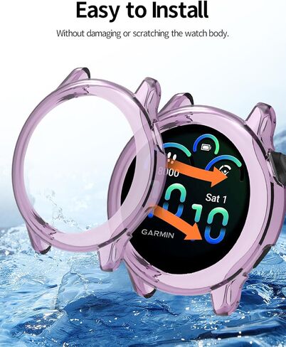 2 حزمة لـ Garmin Vivoactive 6 Case Smart Watch ، غطاء واقي شديد على الكمبيوتر الشخصي ، غطاء حالة Bovugac لـ Garmin Vivoactive 6 Accessories-Clear Purple in Kuwait