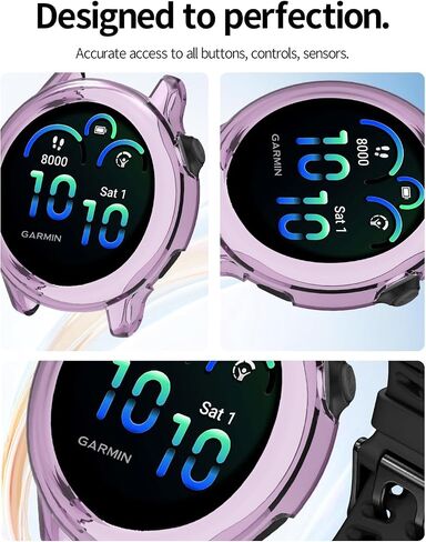 2 حزمة لـ Garmin Vivoactive 6 Case Smart Watch ، غطاء واقي شديد على الكمبيوتر الشخصي ، غطاء حالة Bovugac لـ Garmin Vivoactive 6 Accessories-Clear Purple in Kuwait