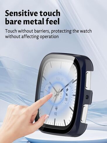 Case for Amazfit Active 2 Square Smart Watch ، Uyrurel PC Shell+تصميم متكامل للزجاج المتكامل ، ومضاد للسقوط ومقاوم للخدش ، وشفاف وشفاف ، أسود+أزرق ، 2 عبوة in Saudi Arabia