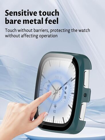 Case for Amazfit Active 2 Square Smart Watch ، Uyrurel PC Shell+تصميم متكامل للزجاج المتكامل ، ومضاد للسقوط ومقاوم للخدش ، وشفاف وشفاف ، أسود+أزرق ، 2 عبوة in Kuwait