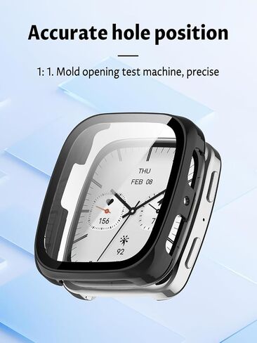 Case for Amazfit Active 2 Square Smart Watch ، Uyrurel PC Shell+تصميم متكامل للزجاج المتكامل ، ومضاد للسقوط ومقاوم للخدش ، وشفاف وشفاف ، أسود+أزرق ، 2 عبوة in Saudi Arabia