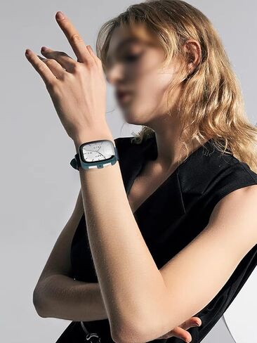 Case for Amazfit Active 2 Square Smart Watch ، Uyrurel PC Shell+تصميم متكامل للزجاج المتكامل ، ومضاد للسقوط ومقاوم للخدش ، وشفاف وشفاف ، أسود+أزرق ، 2 عبوة in Kuwait