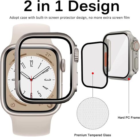 Case for Apple Watch Screen Protector 44mm 40mm 46mm 42mm 41mm 45mm 42mm 38mm Series 10 9 8 7 6 5 4 3 SE/2nd Generation,PC Hard Face Cover Tempered Glass+Bumper for iWatch Cover in Saudi Arabia