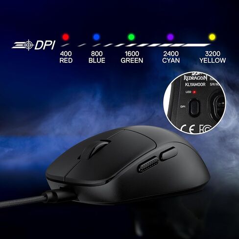 Redragon M817 الماوس السلكي للألعاب ، 24000 نقطة في البوصة مع 5 أزرار قابلة للبرمجة وتصميم اقتصادي ، 37 جرام خفيفة الوزن ، يدعم البرمجيات مفاتيح DIY ، الأسود in Kuwait