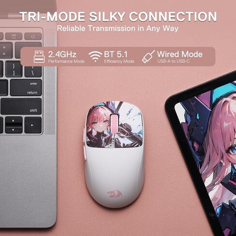 Redragon M817 الماوس السلكي للألعاب ، 24000 نقطة في البوصة مع 5 أزرار قابلة للبرمجة وتصميم اقتصادي ، 37 جرام خفيفة الوزن ، يدعم البرمجيات مفاتيح DIY ، الأسود in Kuwait