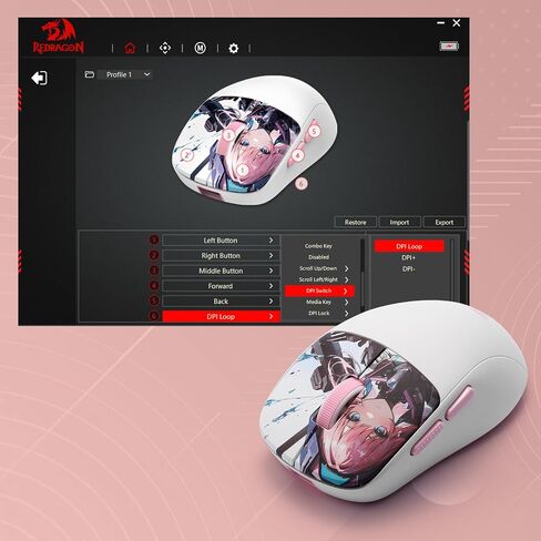 Redragon M817 الماوس السلكي للألعاب ، 24000 نقطة في البوصة مع 5 أزرار قابلة للبرمجة وتصميم اقتصادي ، 37 جرام خفيفة الوزن ، يدعم البرمجيات مفاتيح DIY ، الأسود in Kuwait