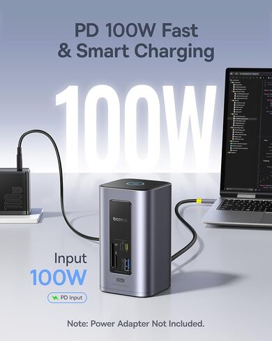حزمة مراقبة Dual Dual Station Baseus مع 30000mAh 65w مع شاشة رقمية ، 7 شهود ، Nomos Win Air (12 في 1) Dock المحمول ، 2 * 4K HDMI ، 10 جيجابت في الثانية من موانئ USB ، 1GBPS Ethernet ، PD 100W in Saudi Arabia