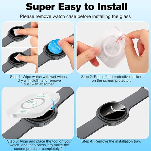 Fintie 2 Packped Glass Screen Protector متوافق مع Samsung Galaxy Watch 8 Classic 46mm 2025 مع إطار تثبيت التحديد التلقائي in Kuwait
