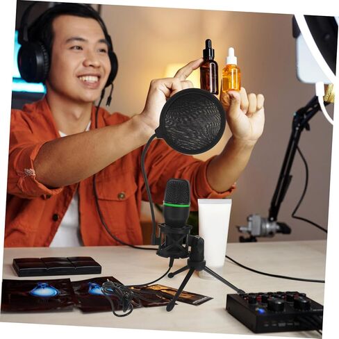 MICROPHONE ألعاب USB مجموعة أسود مكثف الميكروفون الحد من ذراع الطفرة لدفق وتسجيل الكمبيوتر in Kuwait