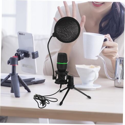 MICROPHONE ألعاب USB مجموعة أسود مكثف الميكروفون الحد من ذراع الطفرة لدفق وتسجيل الكمبيوتر in Kuwait