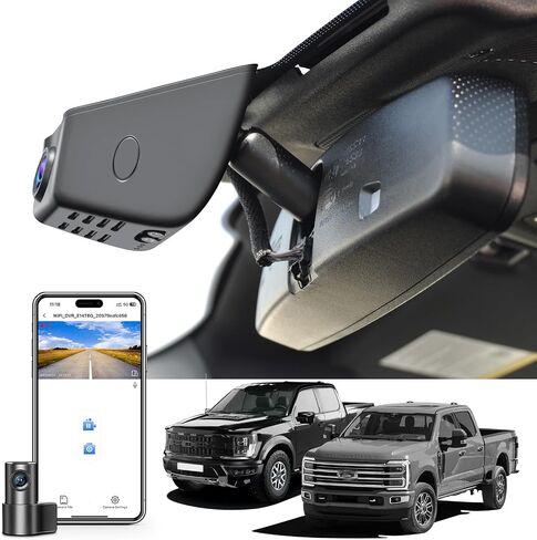 4K Front & 2K Rear 2 Channel HDR Dash Cam, Dual STARVIS 2 IMX678 IMX675, Custom Fit for Ford F150 2018-2025 F250/F350 Super Duty 2020-2025(Model A), 5GHz WiFi, GPS, 128GB Card in Kuwait