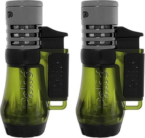 Palió Vesuvio Triple Jet Flame Torch Wighter ، Flame Apex Flame للإضاءة الدقيقة واللمس ، خزان وقود شفاف للغاية ، أخضر (حزمة 2) in Kuwait