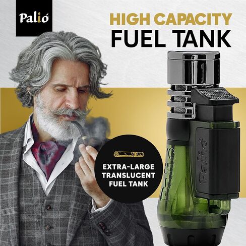 Palió Vesuvio Triple Jet Flame Torch Wighter ، Flame Apex Flame للإضاءة الدقيقة واللمس ، خزان وقود شفاف للغاية ، أخضر (حزمة 2) in Kuwait