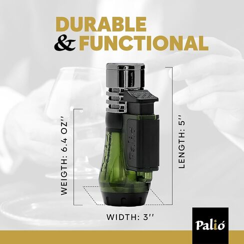 Palió Vesuvio Triple Jet Flame Torch Wighter ، Flame Apex Flame للإضاءة الدقيقة واللمس ، خزان وقود شفاف للغاية ، أخضر (حزمة 2) in Kuwait