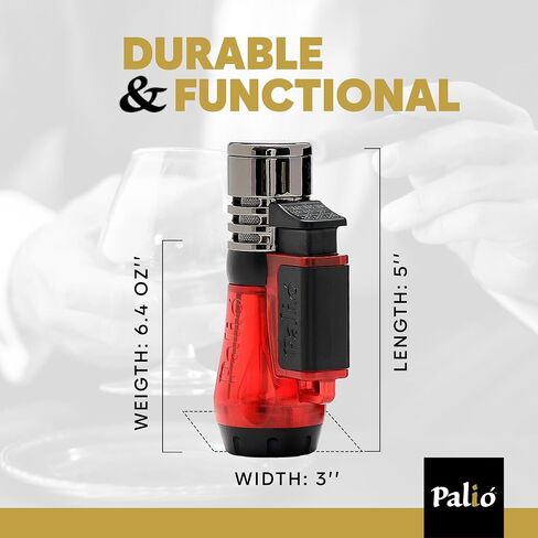 Palió Vesuvio Triple Jet Flame Torch Wighter ، Flame Apex Flame للإضاءة الدقيقة واللمس ، خزان وقود شفاف للغاية ، أخضر (حزمة 2) in Kuwait