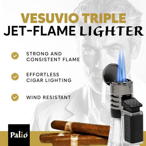 Palió Vesuvio Triple Jet Flame Torch Wighter ، Flame Apex Flame للإضاءة الدقيقة واللمس ، خزان وقود شفاف للغاية ، أخضر (حزمة 2) in Kuwait
