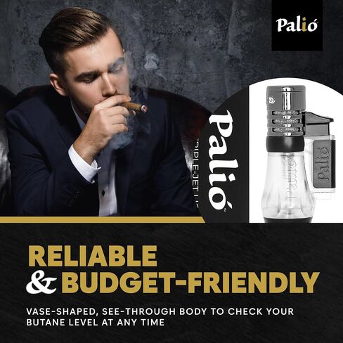 Palio Vesuvio Triple Jet Flame Torch Lighter, Blue – Precision Apex Flame, Translucent Body, Extra-Large Fuel Tank, Easy Flame Adjuster, High Altitude Tested, Durable Refillable Butane Lighter in Saudi Arabia