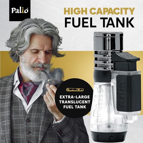 Palio Vesuvio Triple Jet Flame Torch Lighter, Blue – Precision Apex Flame, Translucent Body, Extra-Large Fuel Tank, Easy Flame Adjuster, High Altitude Tested, Durable Refillable Butane Lighter in Saudi Arabia