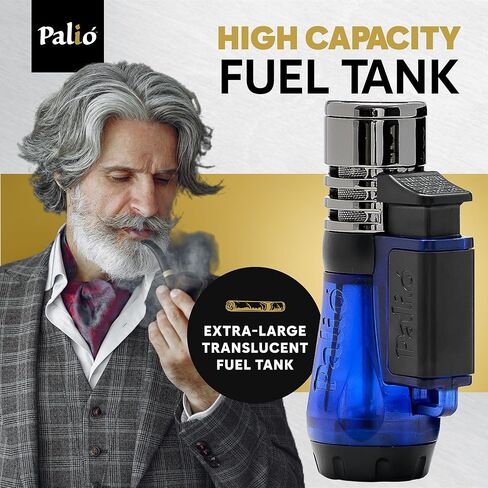 Palió Vesuvio Triple Jet Flame Torch Lighter, Apex Flame for Precision Lighting and Touch-Ups, Extra-Large Translucent Fuel Tank, Green (Pack of 2) in Kuwait