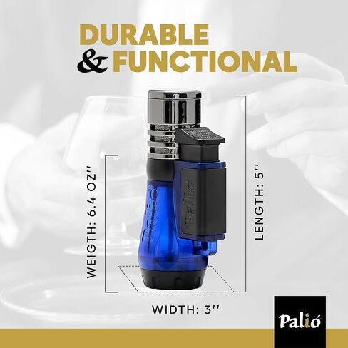 Palió Vesuvio Triple Jet Flame Torch Lighter, Apex Flame for Precision Lighting and Touch-Ups, Extra-Large Translucent Fuel Tank, Green (Pack of 2) in Kuwait