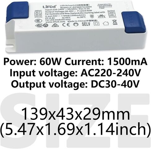 60W DC30-40V LED Panel Lamp Driver Light Input AC220-240V Power Supply Adapter 1500mA Current for LED Panel Light 1PCS in Saudi Arabia