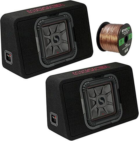 زوج (Qty 2) من Kicker L7T 10 "1000 واط ذروة الطاقة المزدوجة لفائف الصوت 2 أوم واحد حاوية سوداء محملة أسود مع سلك السماعات in Saudi Arabia