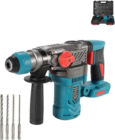 Cordless Brushless 1-1/8" SDS-Plus Rotary Hammer Drill-2-in-1 Multi-functional Heavy Duty Hammer Drill with Safety Clutch and Drill Chuck for Concrete, Tile, Walls, Stones, Cement, and Metal in Saudi Arabia