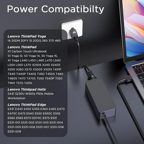 65W شاحن كمبيوتر محمول متوافق مع Lenovo ThinkPad T470 T470S T460 E531 E570 E560 L470 L460 L440 T440 T450 T540P X270 X250 X240 ADLX65NLC2A ADLX6 in Kuwait
