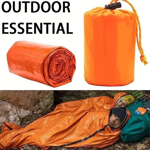 2pcs Portable Emergency Sleeping Bag Emergency Sleeping Bags, Portable Heat Insulation Warm Sleeping Bag for Camping in Saudi Arabia
