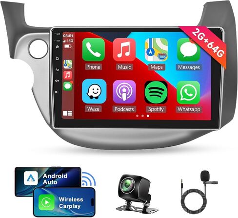 for Honda Fit 2008-2013 Android Car Stereo with WiFi GPS Navigation Radio Player Mirror Link for Android/iOS Phone 10.1" HD Touchscreen Auto Audio FM/RDS Radio Receiver USB Input Backup Camera SWC in Kuwait