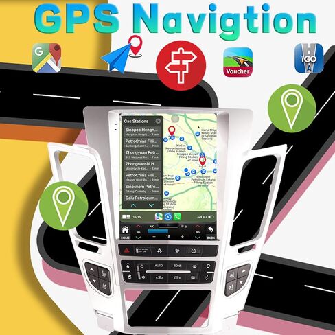Android 14 Stereo Radio for Cadillac CTS 2007-2012 Undergence Undign Unit Tesla Style IPS Touch Screen مدمجة في Apple Carplay و Android Auto مع GPS Mavigation Bluetooth WiFi （Silver） in Kuwait