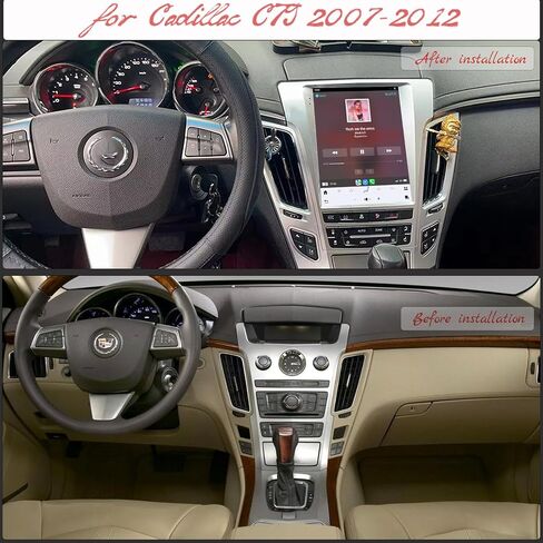 Android 14 Stereo Radio for Cadillac CTS 2007-2012 Undergence Undign Unit Tesla Style IPS Touch Screen مدمجة في Apple Carplay و Android Auto مع GPS Mavigation Bluetooth WiFi （Silver） in Kuwait