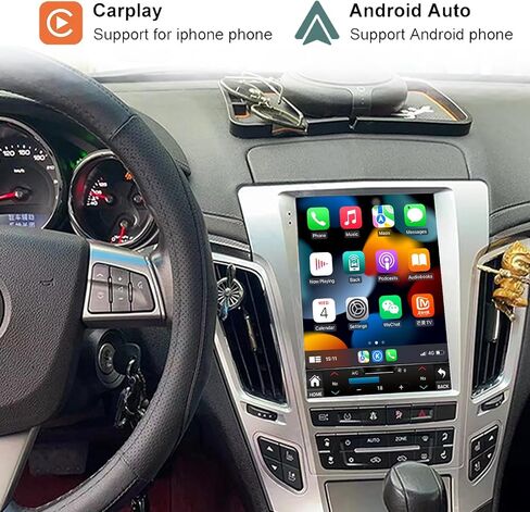 Android 14 Stereo Radio for Cadillac CTS 2007-2012 Undergence Undign Unit Tesla Style IPS Touch Screen مدمجة في Apple Carplay و Android Auto مع GPS Mavigation Bluetooth WiFi （Silver） in Kuwait